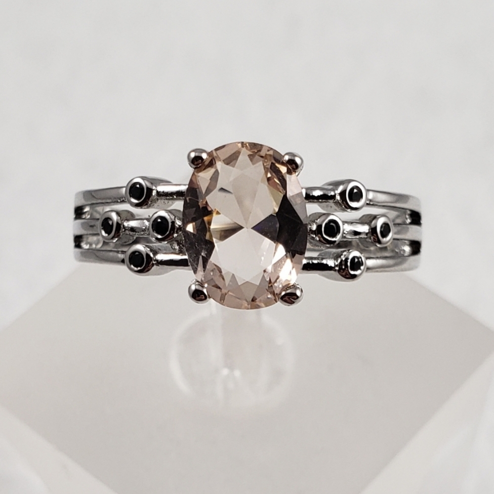 Morganite And Bezel Set Spinel Ring - Picture 2 of 8